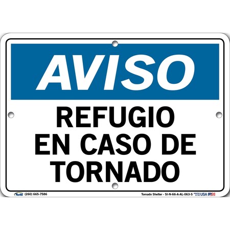 Vestil Aluminum Sign, 7-1/2" Height, 10-1/2" Width, Aluminum, Rectangle, Spanish SI-N-66-A-AL-063-S
